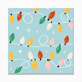 Holiday Christmas Lights Minimal Retro Bold Baby Blue Canvas Print