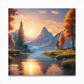 Sunset By The Lake 1 Canvas Print