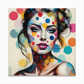 Womans Face With Polka Dots Abstract Canvas Print