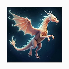 An Ethereal Dragon With Scales Of Glowing, Fractal Patterns Soaring Through A Celestial Night Canvas Print