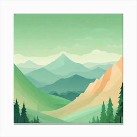 Misty mountains background in green tone 39 Canvas Print