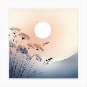 Sunset With Flowers 1 Canvas Print