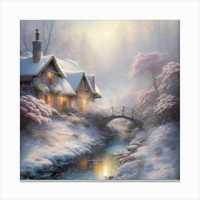 Vintage Winters Day Landscape Canvas Print