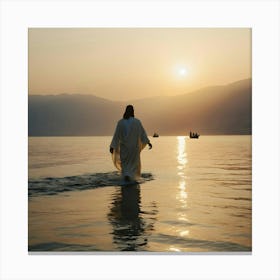 Jesus Walking In The Water 3 Canvas Print