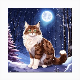 Cat In The Snow Canvas Print