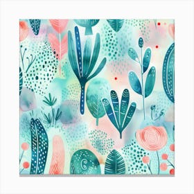 Watercolor Floral Pattern 2 Canvas Print