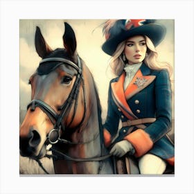 British Lady On A Horse Canvas Print