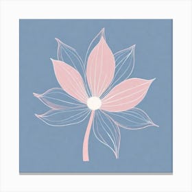 A White And Pink Flower In Minimalist Style Square Composition 186 Canvas Print