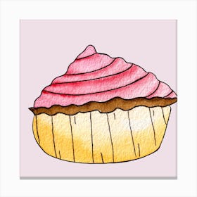 Gold And Pink Strawberry Cupcake Square Canvas Print