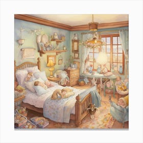 Teddy Bear Bedroom Canvas Print