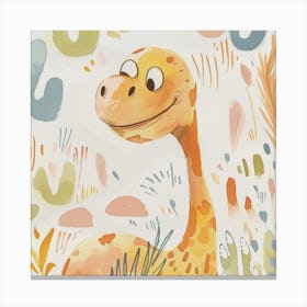 Cute Muted Pastel Gallimimus Dinosaur 2 Canvas Print