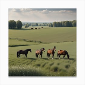 Horses In A Field 11 Canvas Print