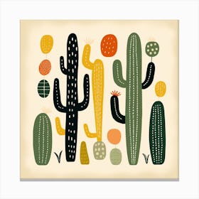 Rizwanakhan Simple Abstract Cactus Non Uniform Shapes Petrol 84 Canvas Print
