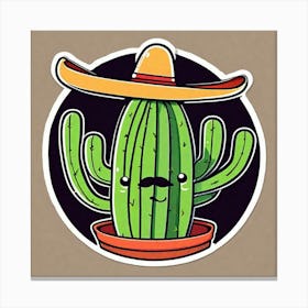 Mexico Cactus With Mexican Hat Sticker 2d Cute Fantasy Dreamy Vector Illustration 2d Flat Cen (31) Canvas Print