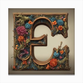 The Lettter D Made From An Intricately Painted Wooden Frame With Colorful Wood And Flowers, In Th (2) Canvas Print