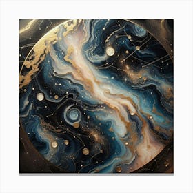 Swirling Galaxies And Constellations With Gold Leaf Accents (1) Canvas Print