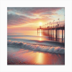 Sunrise on the sea pier 3 Canvas Print