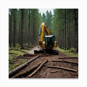 Logging In The Forest Canvas Print