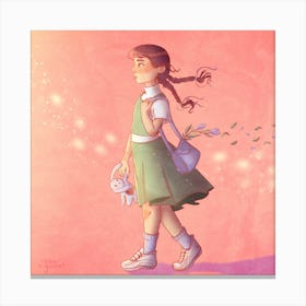 Girl With A Bunny Canvas Print