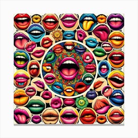 Rainbow Of Lips Canvas Print