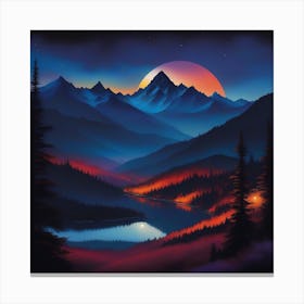 Moonlight In The Mountains Canvas Print