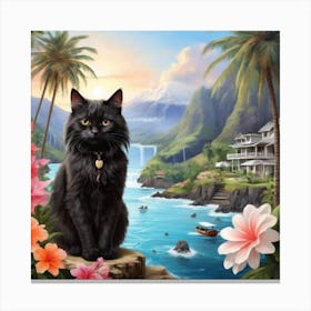 Hawaiian Cat Canvas Print