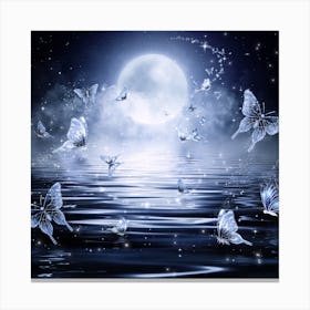 Moon And Butterflies Canvas Print