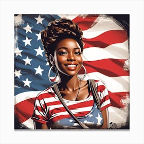 American Girl With American Flag 2 Canvas Print
