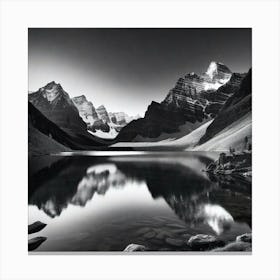 Black And White Mountain Lake 1 Canvas Print