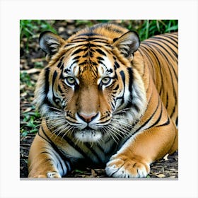 Tiger Feline Carnivore Predator Wild Stripes Roar Majestic Big Cat Wildlife Jungle Powerf (5) Canvas Print