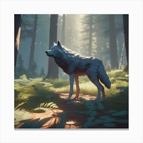 Wolf In The Woods 70 Canvas Print
