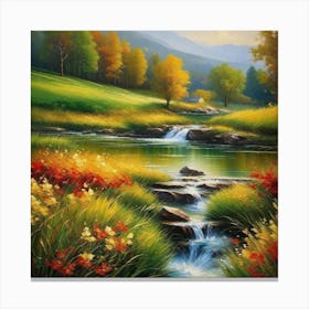 Stream In The Countryside Canvas Print