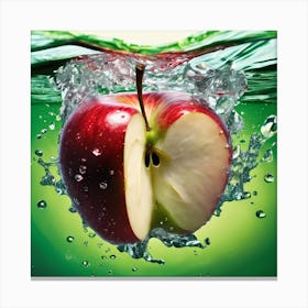 Apple Splashing Water Canvas Print