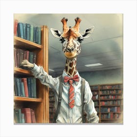 Library Giraffe Canvas Print