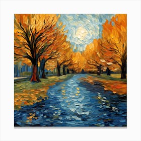 Autumn Trees By The River Canvas Print