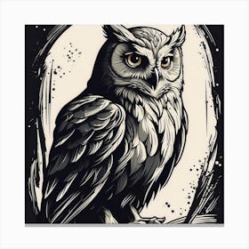 Owl black and white Canvas Print