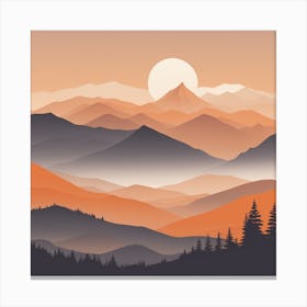 Misty mountains background in orange tone 101 Canvas Print