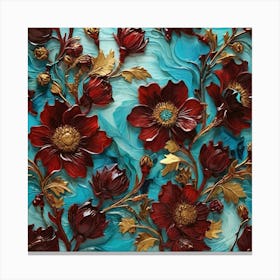 Burgundy and turquoise Canvas Print
