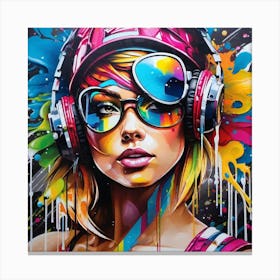 Girl With Headphones 1 Canvas Print