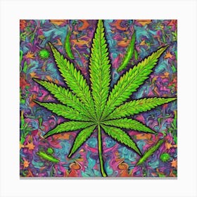 Psychedelic Marijuana Leaf Canvas Print