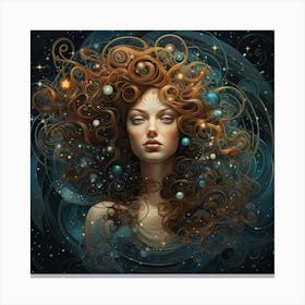Abstract Portrait of Woman in Night Canvas Print