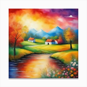 Sunset By The River Canvas Print