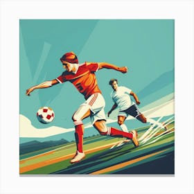 Soccer Players Kicking The Ball Canvas Print