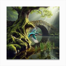 Kingfisher In The Forest 22 Canvas Print