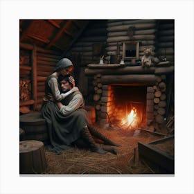She finds Him in the Cottage, all Alone, Crying. His Eyes Light Up whenever he Sees Her. All was Not Lost, After All Canvas Print