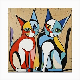 Two Cats Modern Art Picasso Inspired 2 Canvas Print