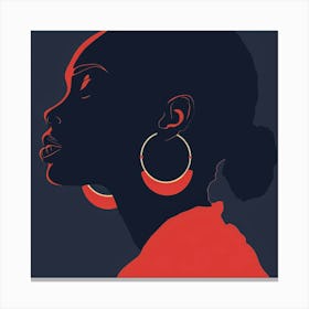 Silhouette Of Woman With Hoop Earrings Canvas Print