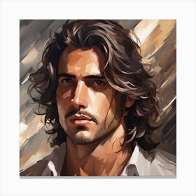 Portrait Of A Man With Long Hair Canvas Print