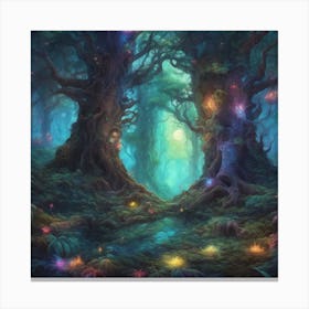 Ethereal Fantasy Forest With Towering Ancient Trees (2) Canvas Print