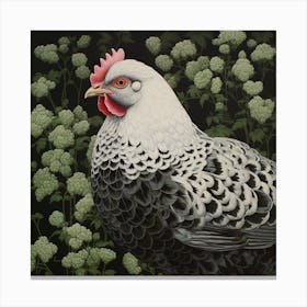 Ohara Koson Inspired Bird Painting Chicken 3 Square Canvas Print